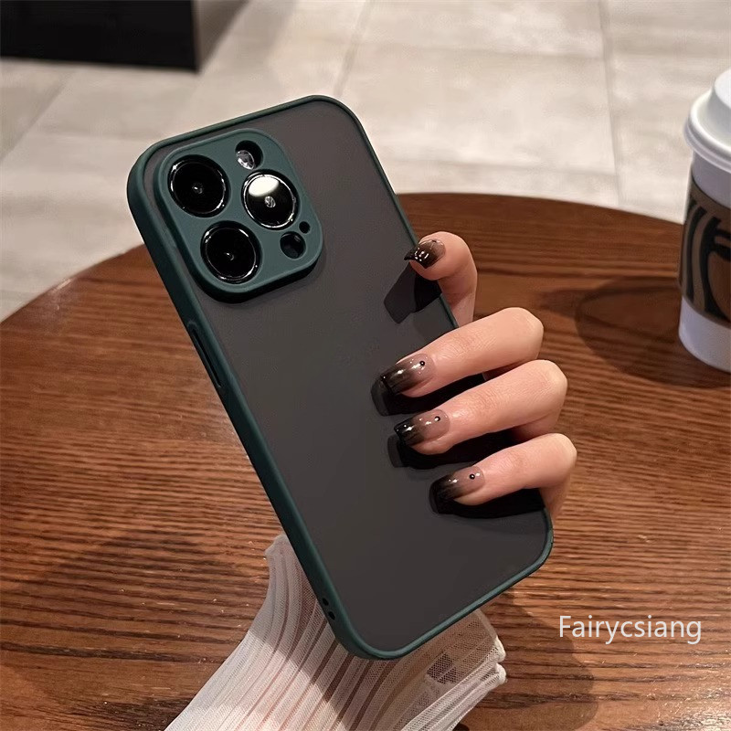 Ốp điện thoại chống sốc mờ sang trọng cho iPhone 16 15 14 13 12 11 Pro X XS Max 7 8 Plus Vỏ giáp mềm trong suốt
