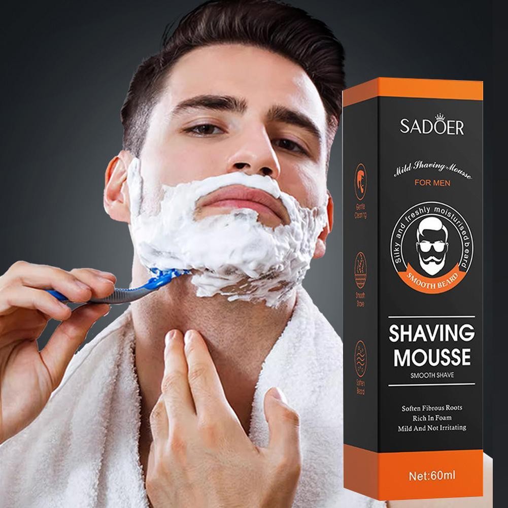 Learnever Kem Cạo Râu Nam Bọt Cạo Râu Nhẹ Nhàng Làm Mềm 60ml Cạo Râu Mousse Foam Cream V4s1