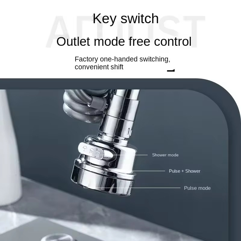 Vòi bếp kéo đa năng 3 chế độ bằng thép không gỉ 360°Xoay Kéo Ra Vòi Bồn Rửa Nước Tập Khớp Chống Bắn Hiện Vật Phụ Kiện Phòng Tắm