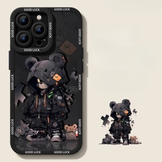 Ốp điện thoại sơn thời trang Cool Bear & Graffiti cho iPhone16 / 15 / 14 / 13 / MINI / 12 / 11 / Pro MAX / X / XS / XR / 7 / 8 / 6 Vỏ bảo vệ toàn diện bằng silicon lỏng chống sốc và chống rơi