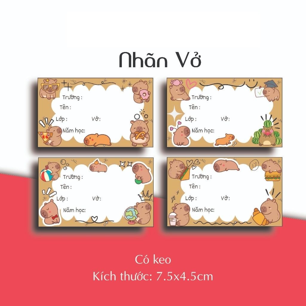 50 Nhãn vở capybara, nhãn dán capybara mẫu mới. | Shopee Việt Nam