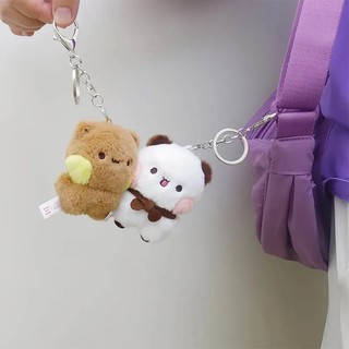 Móc khóa gấu trúc - Mặt dây chuyền búp bê Bubu và Yier từ tính hoạt hình cho cặp đôi