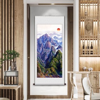 ✨Taishan Sunrise Waterless Scroll Wall Painting Chart Tranh phong cảnh Phiên bản dọc Tiền may mắn Lối vào phòng khách Backer Hộ gia đình treo tường 25.