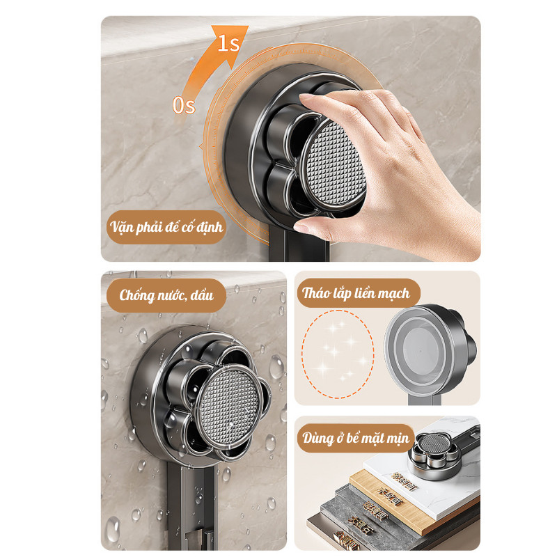 Kệ Đựng Đồ Rửa Chén Bát Hút Chân Không Bằng Thép Không Gỉ Dinohome, Giá Để Đồ Rửa Bát Có Móc Treo Tiện Lợi