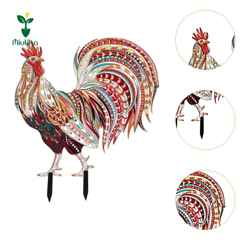 Miulika Gà Trống Vườn Cổ Phần Động Vật Điêu Khắc Nhựa Đứng Sân Cổ Phần Quà Tặng Dễ Dàng Sử Dụng Tượng Gà Trống Cho Sàn Sân Ngoài Trời