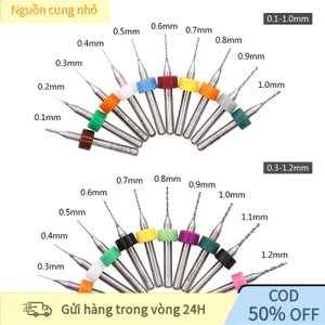 10 Mũi Khoan Micro Mini Từ 0.1mm Đến 1.2mm – Khoan PCB, CNC, Kim Loại Nhẹ, Nhựa Mềm