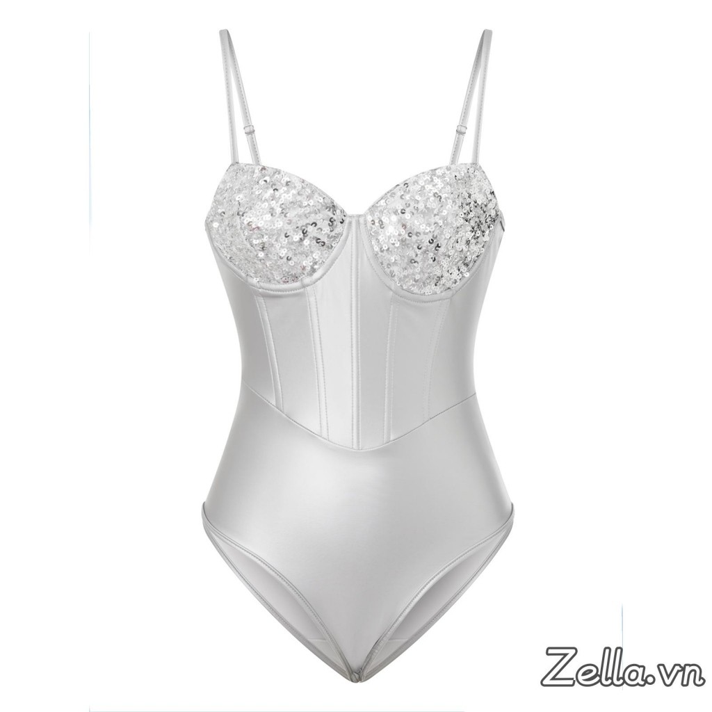 Bộ đồ liền thân sequin spaghetti dây mỏng, lấp lánh dành cho nữ