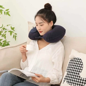 Gối bơm hơi tự động,gối chữ U,gối du lịch,gối bơm hơi,không cần thổi miệng,gấp gọn tiện mang theo