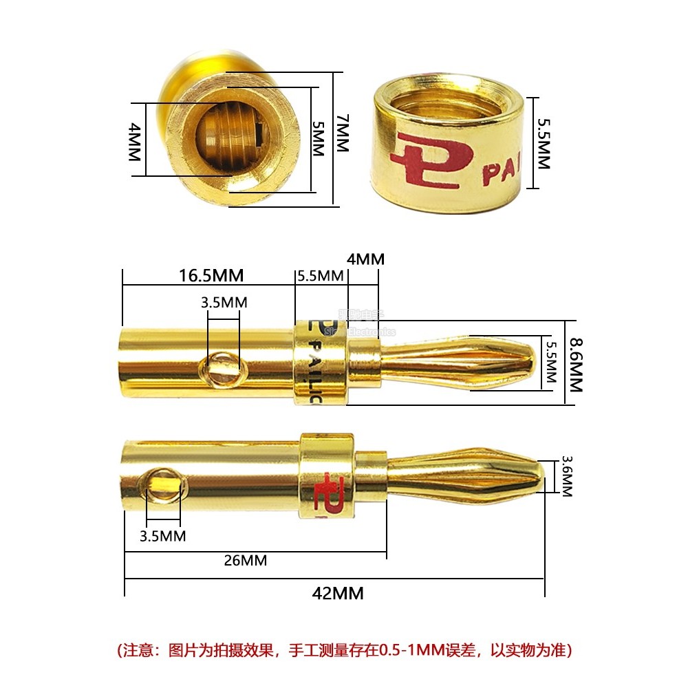 4mm Chuối Cắm Vàng Mạ Vàng Budweiser Loa Âm Thanh Loa Cáp Khuếch Đại Công Suất Chuối Sốt Cắm Kết Nối Ổ Cắm