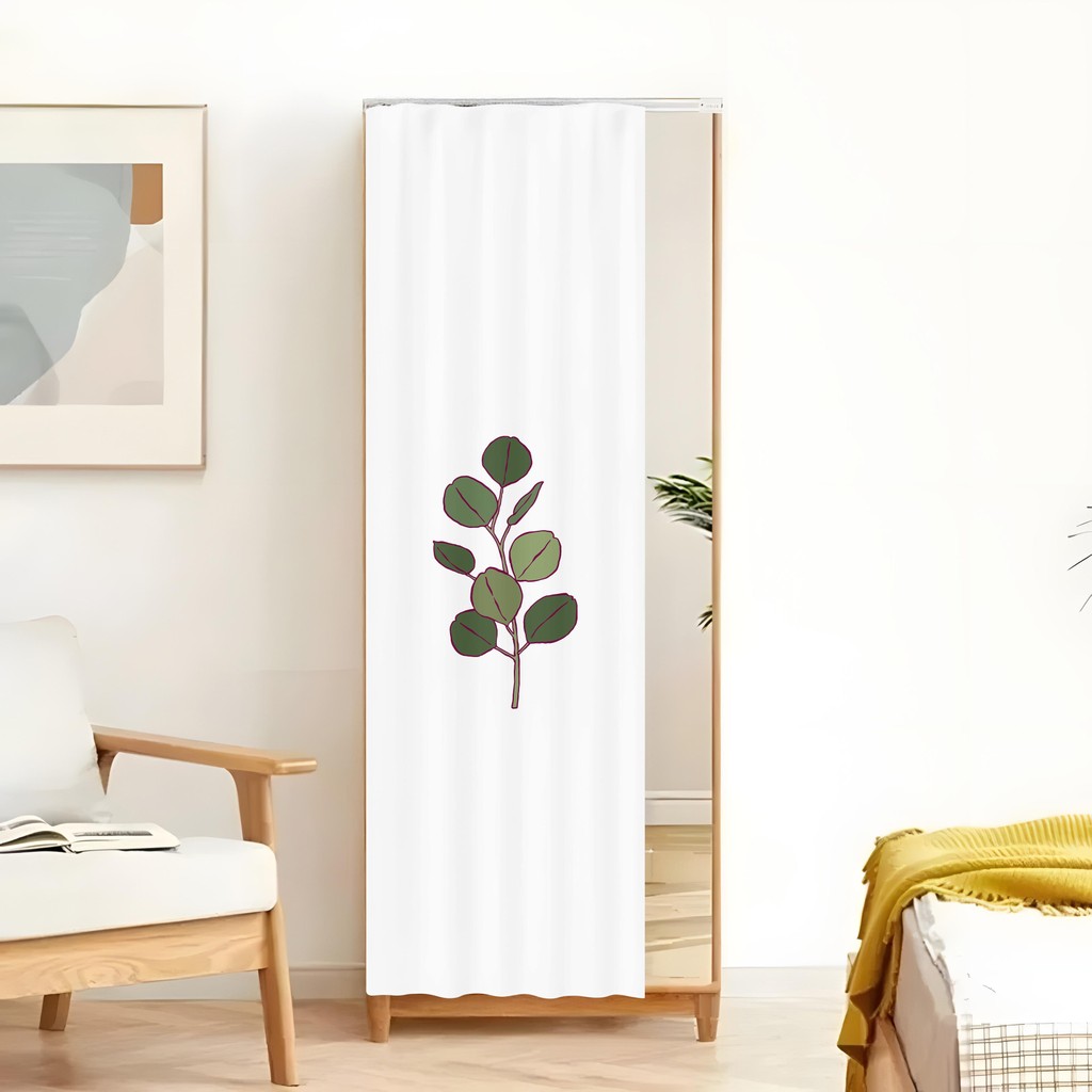 Rèm gương thực vật hiện đại - Minh họa hoa, Vỏ gương toàn thân có đường ray trượt im lặng