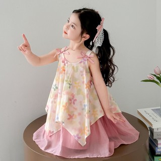 Đầm bé gái hai dây hoa nhí dễ thương - phong cách công chúa mùa hè