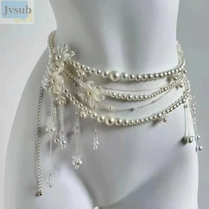 Dây Xích Bụng Hoa JVSUB, Dây Thắt Lưng Thanh Lịch, Dây Xích Hông Boho Đa Năng Thời Trang Nữ