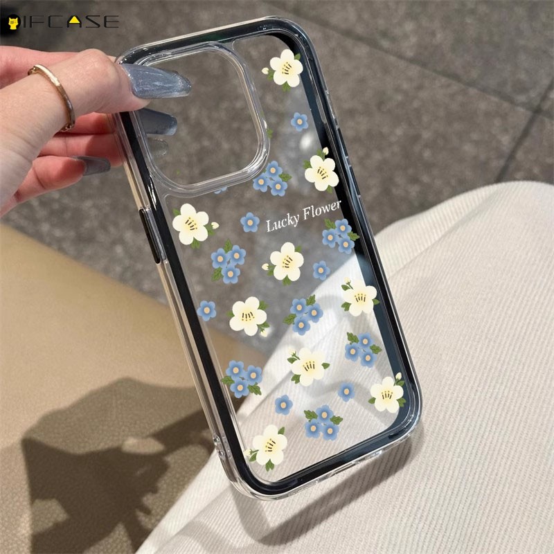 Dành Cho Redmi Turbo 4 Pro 3 13C 13R K80 K70 K60 Pro K50i Ốp Điện Thoại 2 Trong 1 Gradient Xanh Trắng Hoa Hoa Đơn Giản Chống Sốc Trong Suốt Vỏ Mềm Ốp Lưng