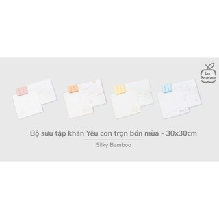 La pomme SS2025 K001 Set 5 Khăn sữa sợi tre lụa La Pomme phối màu (30x30cm) T7.3