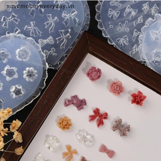 [savemoneyeveryday] Cánh hoa 3D Khuôn làm móng bằng silicon Nơ trái tim DIY Nail Art Thiết kế trang trí Mẫu làm móng tay Khắc Nail Art Stencil Tools [vn]