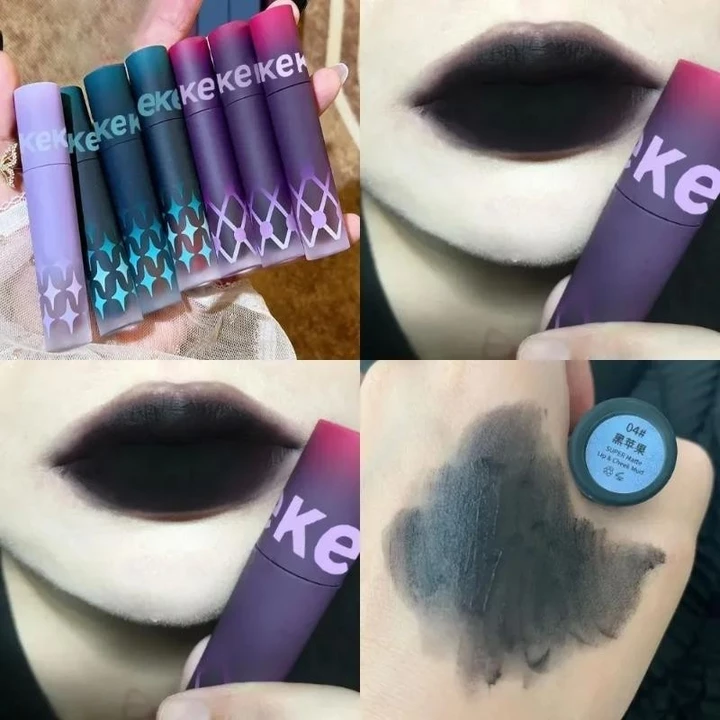 1 Chiếc Punk Gothic Đen Son Môi Matte Nâu Môi Satin Đỏ Son Tint Chống Thấm Nước Mờ Chất Lỏng Son Bóng Mỹ Phẩm Hàn Quốc