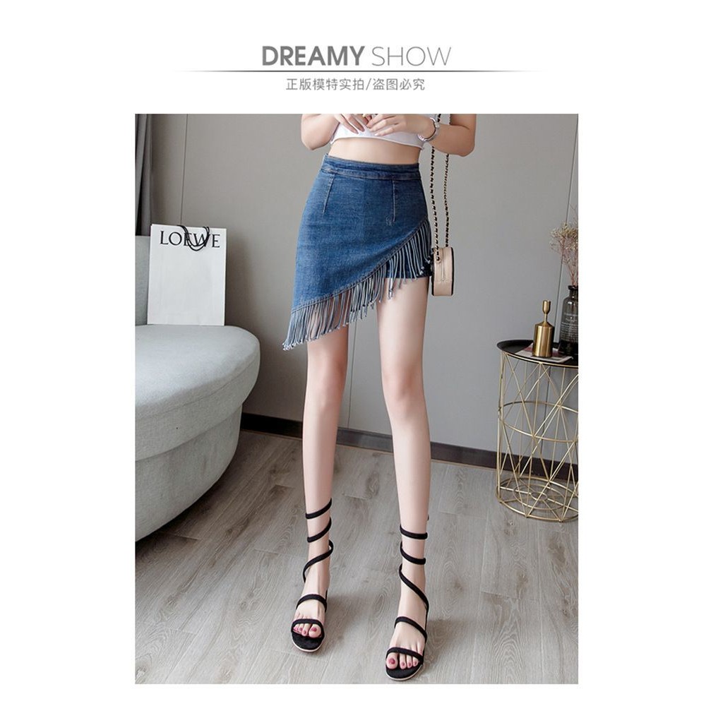 Cao Cấp Lưu Lượng Váy Denim Váy Nửa Chiều Dài Nữ Xuân Hè Chữ a Váy Hip-Packed Phiên Bản Hàn Quốc Quần Short Váy Giả Hai Mảnh Hợp Thời Trang