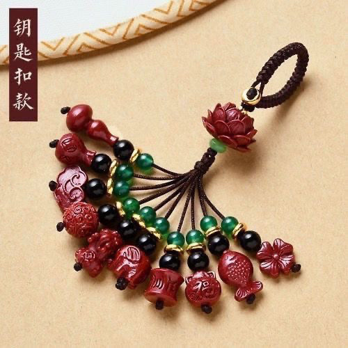 ✨Cát Vàng Tím Hoàn Hảo Hoàn Hảo Thật Cinnabar Xe Móc Khóa Điện Thoại Di Động Dây Chuyền Quốc Gia Hợp Thời Trang Nam Nữ May Mắn Phong Cách Quốc Gia 25.7.28
