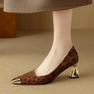 Giày cao gót mũi nhọn cao gót nữ Slip-On miệng nông