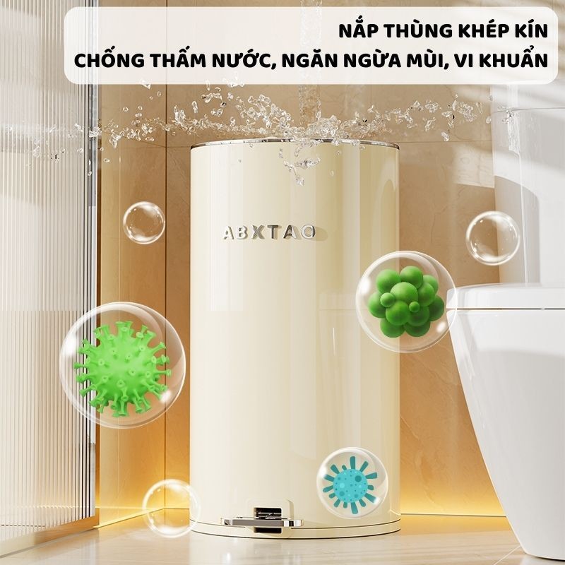 Thùng Rác Inox Tròn Sang Trọng 8L - 20L, Thùng Đựng Rác Đạp Chân Có Nắp Kèm Lõi Cho Gia Đình TR040 | BigBuy360 - bigbuy360.vn