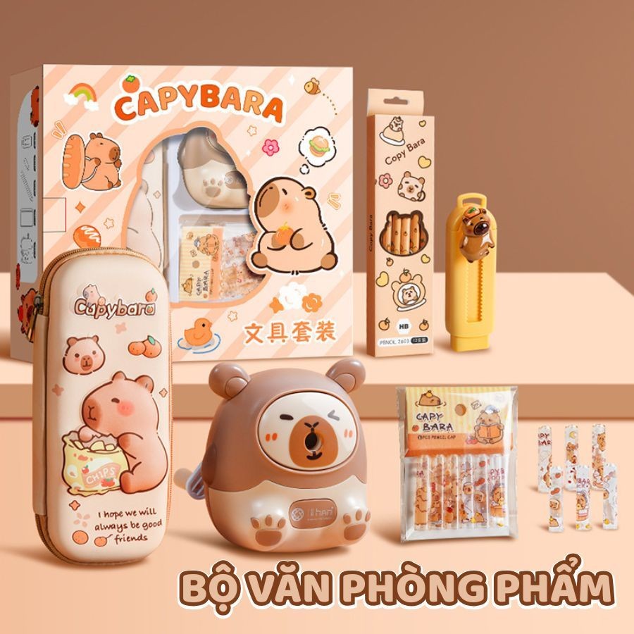 Set Đồ Dùng Học Tập Hoạt Hình Cute - Bộ Văn Phòng Phẩm Sáng Tạo, Quà Cho Bé Trai/Gái Yêu Học Bài