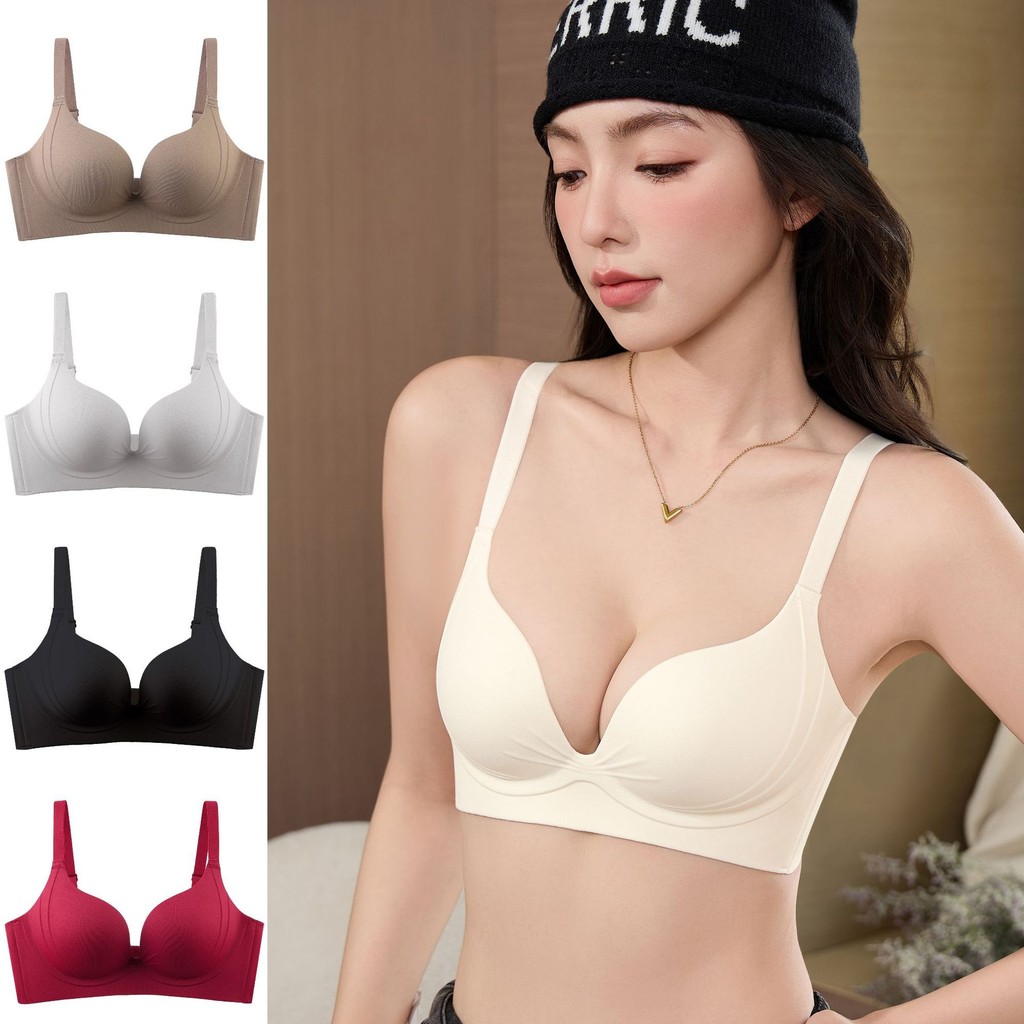 Quần Lót Liền Mạch Nữ Ngực Nhỏ Tập Hợp Không Vòng Thép Thoải Mái Thoáng Khí Áo Ngực Mỏng Phong Cách