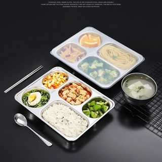 (chuyên sỉ)khay cơm chia phần, khay cơm kèm nắp đạy, khay ăn cơm 4 và 5 ngăn, chất liệu inox 304 cao cấp