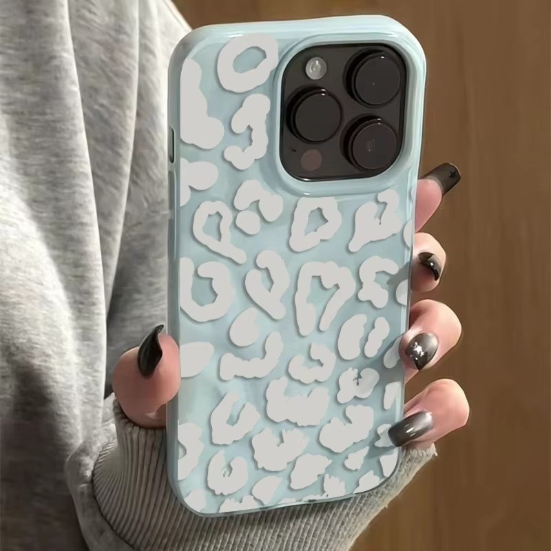Ốp Điện Thoại In Hình Da Báo Trắng Cho iPhone 11 12 13 14 15 16 Pro Max 16 Plus 17AIR Gấp Họa Tiết Silicon Mềm