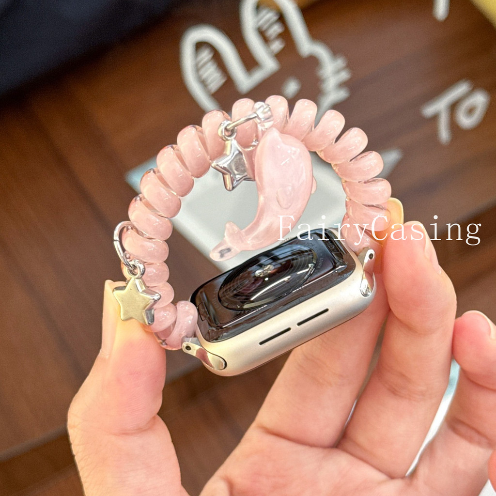 Dây đeo đàn hồi dễ thương cho Apple watch S10 46mm 44mm 42mm 41 45 49mm vòng đeo tay thay thế cho iWatch series SE 6 7 8 9