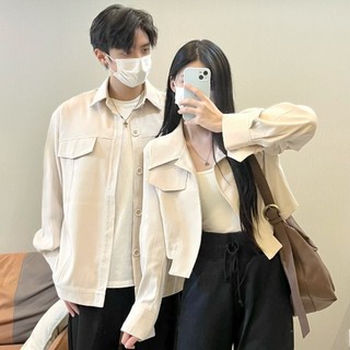 Đồ đôi nam nữ áo khoác cardigan đơn sắc mùa xuân thu công sở 2025