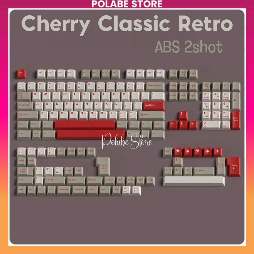 Keycap Classic Retro Red Blot Cherry Profile Keycap CMK cổ điển double shot bàn phím cơ Mitoby Factory | BigBuy360 - bigbuy360.vn