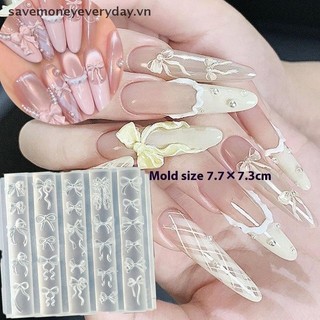 [savemoneyeveryday] Khuôn silicon nơ mới Tem nghệ thuật làm móng tay DIY Dụng cụ thủ công Khuôn lập thể Dụng cụ làm móng tay Phụ kiện trang trí móng tay [vn]