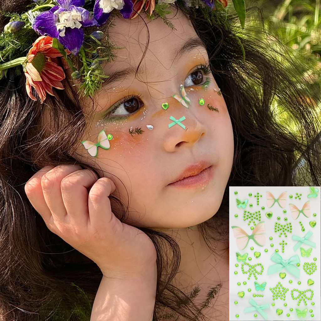 1-5 Miếng Dán Mặt Kim Cương Giả Acrylic - Đá Quý Toàn Thân 5 Màu Aurora Butterfly, Keo Dán Thân Thiện Với Da Để Trang Điểm Tiệc & Trang Trí Sân Khấu