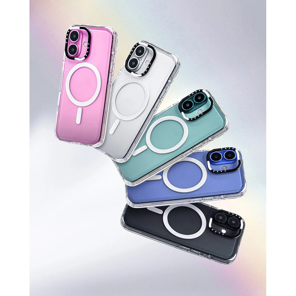 CASECASE X Ốp lưng chuyển màu Pastel trong suốt HỒNG CAMERA RING EDITION Tác động Vỏ hút từ tính trong suốt cho iPhone 16 / 15 / 14 / 13 Pro Max với bao bì cao cấp