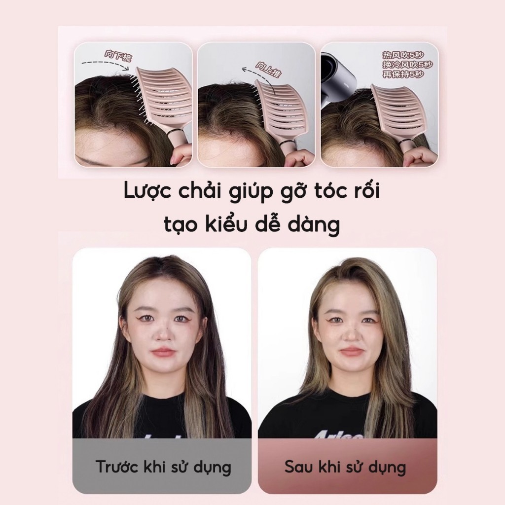 Lược Chải Tóc Đệm Khí Mát Xa Da Đầu Tạo Kiểu Tóc Xoăn Dài Đặc Biệt Cho Nữ Tiện Lợi Massage