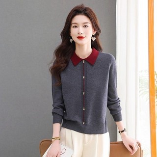 Áo Len Polo Dệt Kim Cho Nữ, Thu Đông Phong Cách Hàn Quốc
