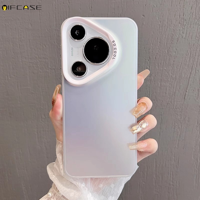 Dành Cho Huawei Pura 70 P60 Art P50 P40 P30 Pro Plus Ultra Ốp Lưng Điện Thoại Laser Sáng Bóng Kinh Doanh Mờ Mờ Sang Trọng Bé Trai Bé Gái Đen Trắng Bạc Đơn Giản Vỏ Ốp Lưng