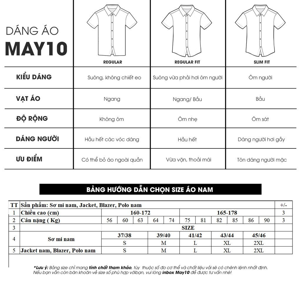 Mô tả Áo sơ mi trắng nam dài tay May 10 dáng Regular mã 010123049W 003/1 - 1