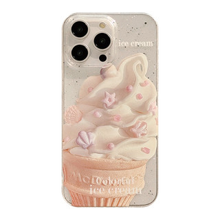 Ốp Điện Thoại Kem Hồng Mùa Hè Cho iPhone 15 14 13 12 Pro Max 14 15Plus Lấp Lánh Nhỏ Mềm Trong Suốt Vỏ iPhone 11 Pro Max