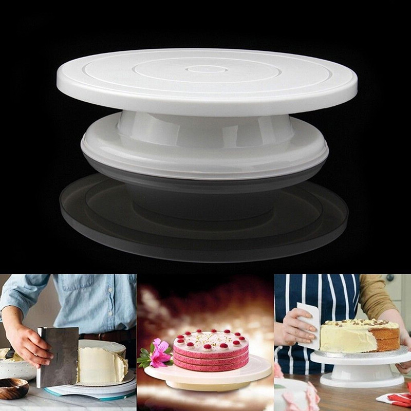 Gcdhome 1 Nhà Bếp Chảo Nướng Dụng Cụ Bánh Nhựa Tấm Bàn Xoay Xoay Chống Trượt Bánh Tròn Đứng Trang Trí Bánh Bàn Xoay HOT