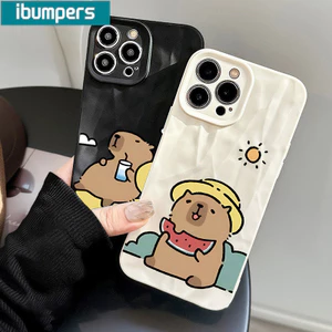 ibumpers Ốp lưng Iphone Hàn Quốc Cute Capybara In Hình nhám Ốp điện thoại Mỏng Silicone Mềm Chống Sốc Cho Iphone 15 14 12 13 11 Pro Max IP 7 8 Plus Iphon X XS XR Xs Max