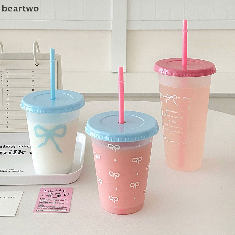 < Beartwo > Nơ Cốc Rơm Nhựa Nơ Dung Tích Lớn Di Động Gia Đình Du Lịch Trà Sữa Nơ Uống Lạnh Cà Phê Cốc Nước Đẹp