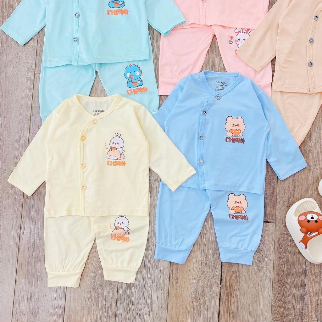 Combo 5 Bộ sơ sinh dài tay vải thun lạnh PEPTIT  cho bé sơ sinh TM mềm mịn thoải mái  0 - 9 tháng LP-DL14 Đậu Đậu Store