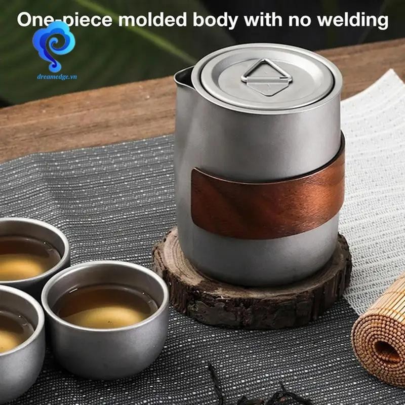 Bộ trà Trung Quốc di động hai lớp, gồm ấm và 3 cốc, kèm hộp bảo quản