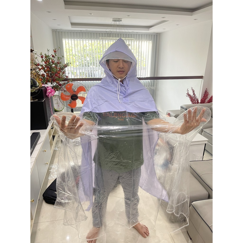 Áo mưa nam nữ cầu vòng siêu dẻo cao cấp 1 đầu có kính che mặt kiểu cánh dơi [HOT TREND]