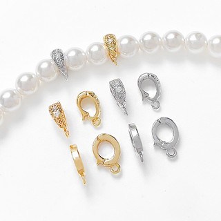 18K Mạ vàng Đồng Zirconia Giữ màu Khóa hạt dưa đơn giản Mặt dây chuyền đơn Khóa phổ thông Phụ kiện hạt DIY cho vòng tay và dây chuyền