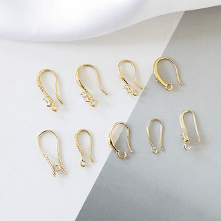 Túi đồng vàng 18K giữ màu 14k đơn giản móc tai nạm đá Zircon Dây treo trang sức thủ công diy Hoa tai Chất liệu phụ kiện