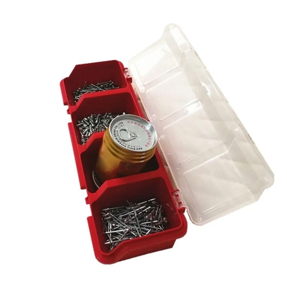 HWAIDY 1 Cái Hộp Bảo Quản, 4 Ngăn Có Nắp Vít Hộp Sắp Xếp, Màu Xanh Đỏ Màn Hình Nhựa Dụng Cụ Một Phần Hộp Đựng Thùng