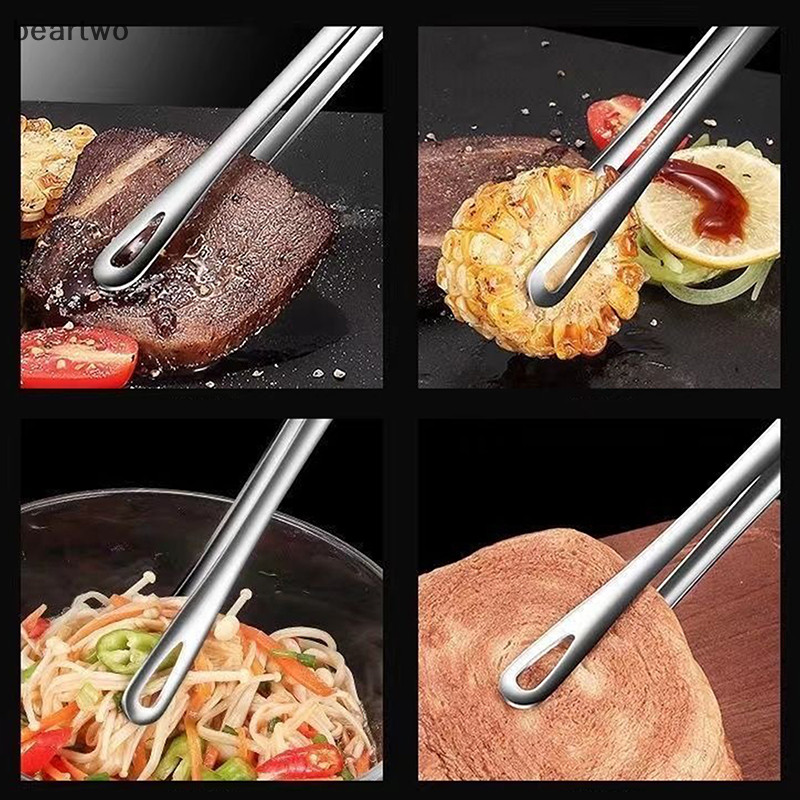 < Beartwo > Kẹp Thực Phẩm BBQ Kẹp Thịt Nướng Thép Không Gỉ Nhà Bếp Thực Phẩm Kẹp Thịt Chống Trơn Trượt Chống Dính Bít Tết Kẹp Dụng Cụ Nấu Ăn Nướng Nướng Đẹp