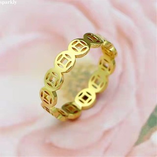 🎉sparkly🎉Nhẫn Kim Tiền Nữ N002 Mạ Vàng 24K Cao Cấp Hợp Kim Không Rỉ, Nhẫn Nam Nữ Cực Đẹp
